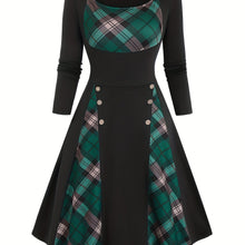 Load image into Gallery viewer, Vintage Gingham Pendulum Long Sleeve Dress