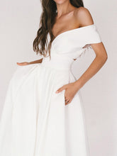Load image into Gallery viewer, White V-neck Empire Midi Dress