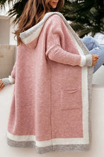 Load image into Gallery viewer, Casual Color Block Hooded Long Cardigan Sweater