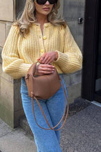 Load image into Gallery viewer, Crew Neck Button Cropped Cardigan