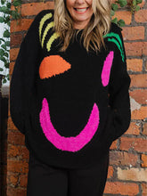 Load image into Gallery viewer, Feel Good Knit Colorful Smiley Face Loose Pullover Sweater