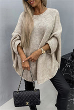 Load image into Gallery viewer, Casual Knit Crew Neck Poncho Loose Sweater