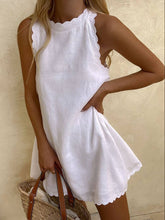 Load image into Gallery viewer, Simple Round Neck Sleeves White Mini Dress