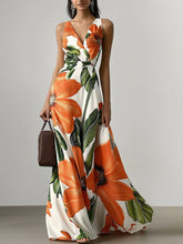 Load image into Gallery viewer, Classic V Neck Sleeveless Floral A-Line Maxi Dress