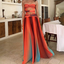 Load image into Gallery viewer, Sexy Colorful Gradient Print Hollow Out Party Maxi Dress