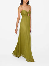 Load image into Gallery viewer, Stylish Spaghetti Straps Metal Hollow Out Pleated A-line Maxi Dress