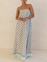 Load image into Gallery viewer, Exclusive Geometric Print Strapless A-Line Maxi Dress