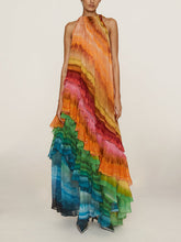 Load image into Gallery viewer, Chic Sleeveless Colorful Ruffled Maxi Dress