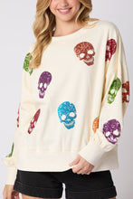 Load image into Gallery viewer, Halloween Skull Sequin Loose Casual Sweatshirt