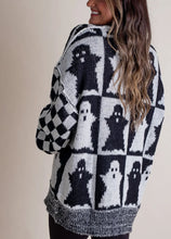 Load image into Gallery viewer, Long Sleeve Ghost Halloween Checkered Sweater
