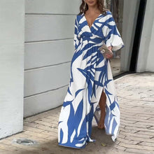 Load image into Gallery viewer, Printed V-Neck Split Side Maxi Dress