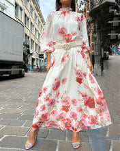 Load image into Gallery viewer, Floral Long Sleeves Midi Two Piece Dress