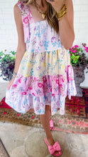 Load image into Gallery viewer, Colorblock Multi Floral Print Straps Mini Dress