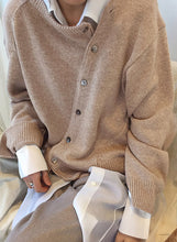 Load image into Gallery viewer, Irregular Buttons Down Dropped Shoulder Long Sleeve Knitted Cardigan