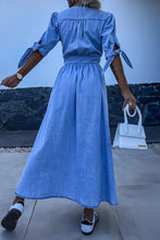 Load image into Gallery viewer, Elegant V-neck Buttons Down Denim Midi Dress