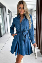 Load image into Gallery viewer, Long Sleeves Buttons Down Denim Mini Dress
