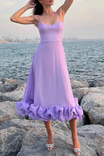 Load image into Gallery viewer, Straps Sleeveless A-line Shirring Hem Party Midi Dress