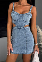 Load image into Gallery viewer, Denim Cutout Bodycon Mini Dress