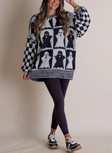 Load image into Gallery viewer, Long Sleeve Ghost Halloween Checkered Sweater