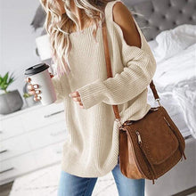 Load image into Gallery viewer, Cold Shoulder Long Sleeve Square Neck Loose Sweater