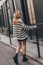 Load image into Gallery viewer, Time for Warmer Layers Fluffy Stripes Relaxed Knit Sweater