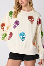 Load image into Gallery viewer, Halloween Skull Sequin Loose Casual Sweatshirt