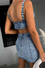Load image into Gallery viewer, Denim Cutout Bodycon Mini Dress