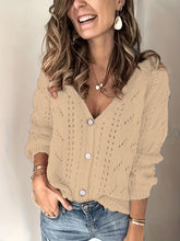 Load image into Gallery viewer, Pink V-neck Long Sleeve Buttons Down Sweater