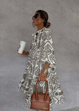 Load image into Gallery viewer, Boho Printed V-neck Bell Sleeves Tiered Loose Mini Dress