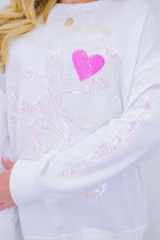 Load image into Gallery viewer, Halloween Heart Skeleton Sequin Embellished Sweatshirt