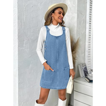 Load image into Gallery viewer, Sleeveless Casual Denim Dress with Pockets