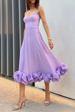 Load image into Gallery viewer, Straps Sleeveless A-line Shirring Hem Party Midi Dress