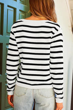 Load image into Gallery viewer, Casual Stripe Buttons Round Neck Cardigan
