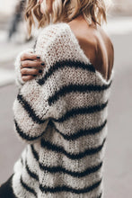 Load image into Gallery viewer, Time for Warmer Layers Fluffy Stripes Relaxed Knit Sweater