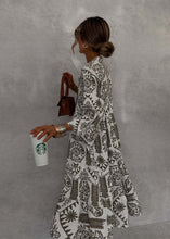 Load image into Gallery viewer, Boho Printed V-neck Bell Sleeves Tiered Loose Mini Dress
