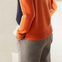 Load image into Gallery viewer, Color Block Long Sleeves Pullover Sweater