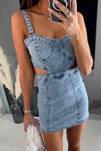 Load image into Gallery viewer, Denim Cutout Bodycon Mini Dress