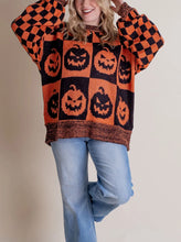Load image into Gallery viewer, Long Sleeve Ghost Halloween Checkered Sweater