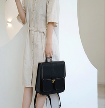 Load image into Gallery viewer, Vintage Black School Leather Backback For Women