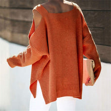 Load image into Gallery viewer, Cold Shoulder Long Sleeve Square Neck Loose Sweater