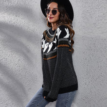 Load image into Gallery viewer, Ribbed Round Neck Ghost Long Sleeve Pullover Sweater