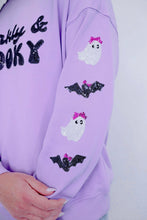 Load image into Gallery viewer, Purple Halloween Sparkly Spooky Sequin Sweatshirt