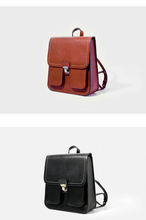 Load image into Gallery viewer, Vintage Black School Leather Backback For Women