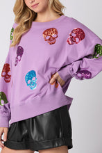 Load image into Gallery viewer, Halloween Skull Sequin Loose Casual Sweatshirt