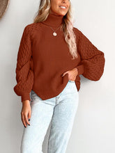 Load image into Gallery viewer, Trendy Chunky Warm Turtleneck Cable Knit Lantern Sleeve Pullover Sweater