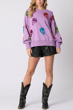 Load image into Gallery viewer, Halloween Skull Sequin Loose Casual Sweatshirt