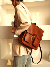 Load image into Gallery viewer, Vintage Black School Leather Backback For Women
