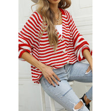 Load image into Gallery viewer, Long Sleeves Stripped V-neck Cardigan