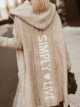 Load image into Gallery viewer, Large Long Simply Live Hooded Cardigan