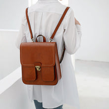 Load image into Gallery viewer, Vintage Black School Leather Backback For Women